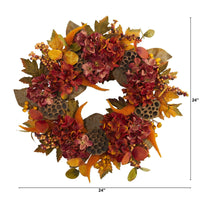 Thumbnail for 24” Fall Hydrangea, Lotus and Berries Artificial Wreath - The Fox Decor