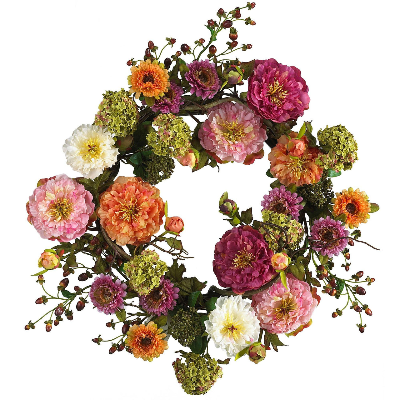 Peony Wreath, 24 inches round, Mixed - The Fox Decor