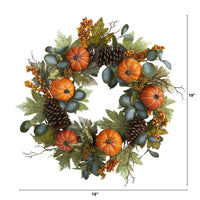 Thumbnail for 24” Pumpkins, Pine Cones and Berries Fall Artificial Wreath - The Fox Decor