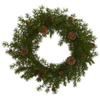 Thumbnail for 18” Alpine Pine and Pine Cone Artificial Wreath