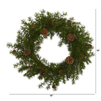 Thumbnail for 18” Alpine Pine and Pine Cone Artificial Wreath - The Fox Decor