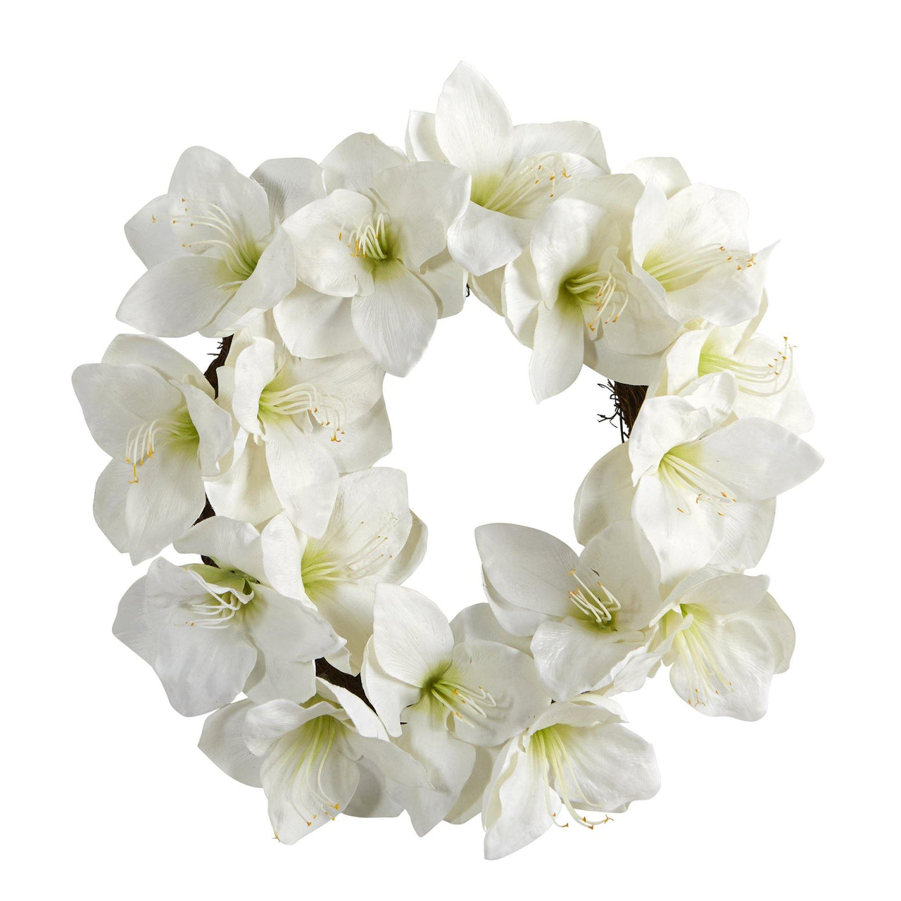 18” White Amaryllis Artificial Wreath