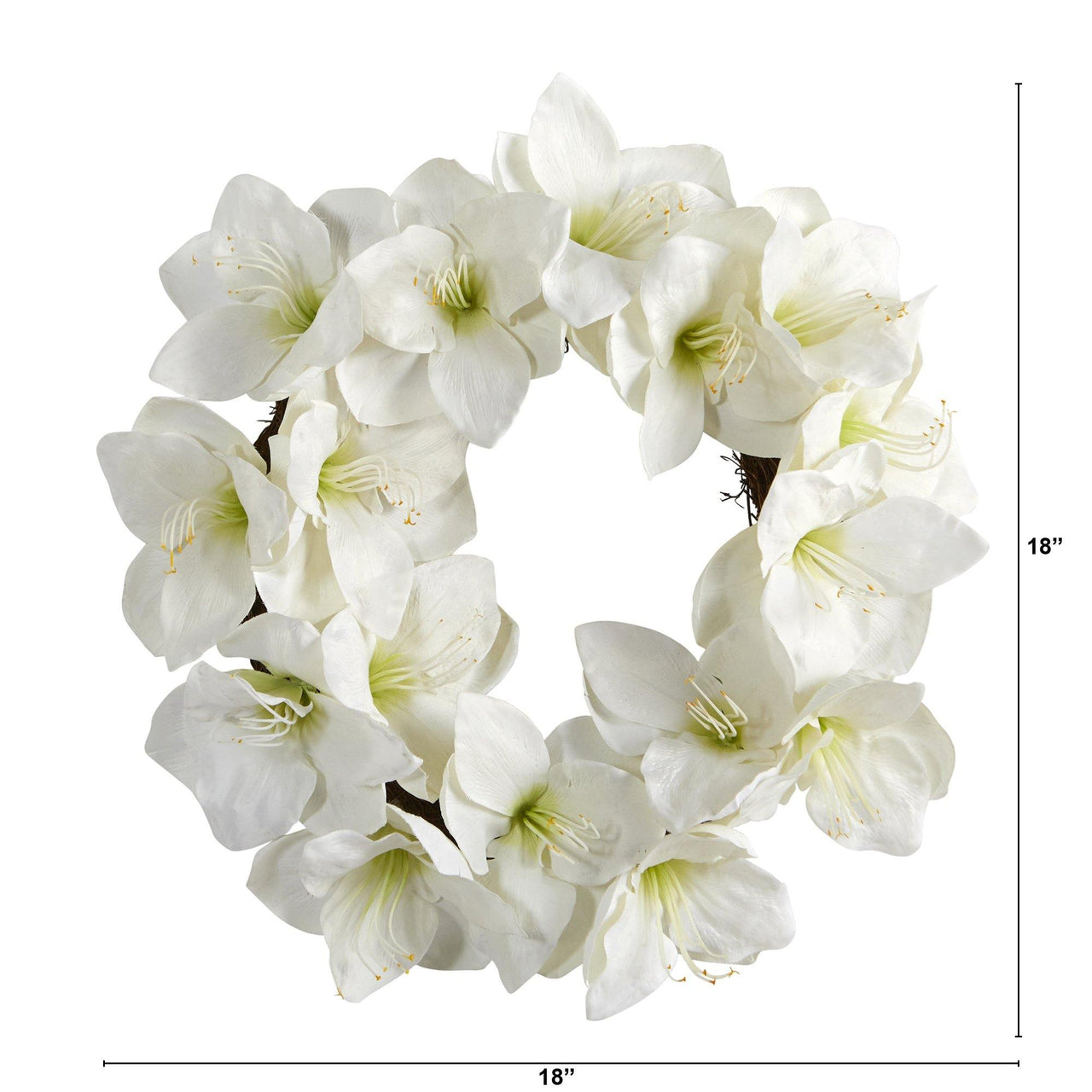 18” White Amaryllis Artificial Wreath - The Fox Decor