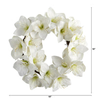 Thumbnail for 18” White Amaryllis Artificial Wreath - The Fox Decor