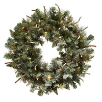 Thumbnail for 30” Lighted Frosted Pine Wreath