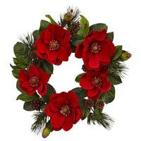 Thumbnail for 24” Red Magnolia & Pine Wreath