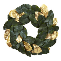 Thumbnail for 22” Golden Leaf Magnolia Wreath