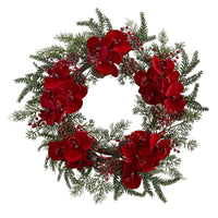Thumbnail for 22”  Orchid,  Berry & Pine Holiday Wreath