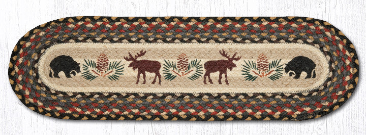 Bear/Moose Oval Printed Jute Braided Stair Treads 8.25" x 27" - Earth Rugs - The Fox Decor