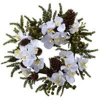 Thumbnail for 22” Phalaenopsis & Pine Wreath
