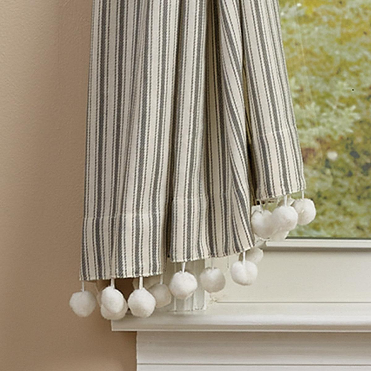 Ticking With Ball Fringe Panels - 72x63 Park Designs - The Fox Decor