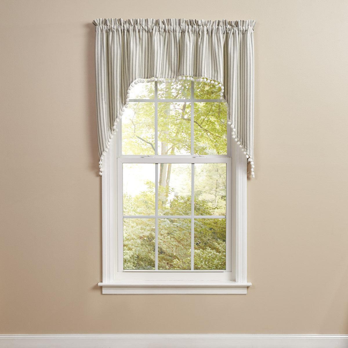 Ticking With Ball Fringe Swags - 72x36 Park Designs - The Fox Decor