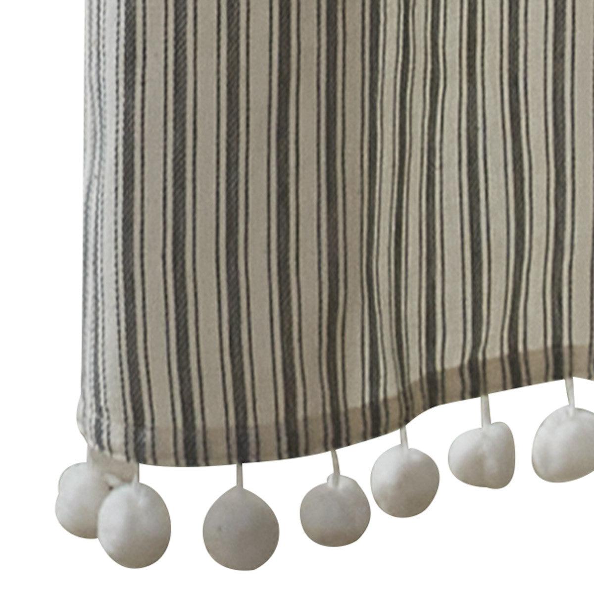 Ticking With Ball Fringe Shower Curtain - Park Designs - The Fox Decor