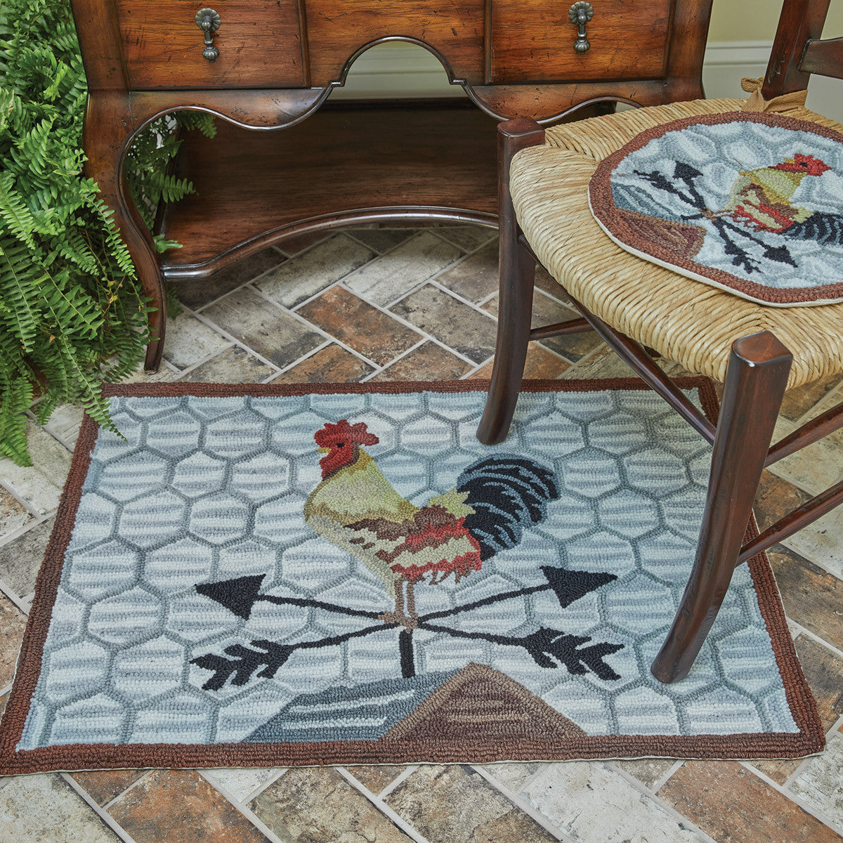 Break Of Day Rooster Hooked Rug 2'X3' - Park Designs