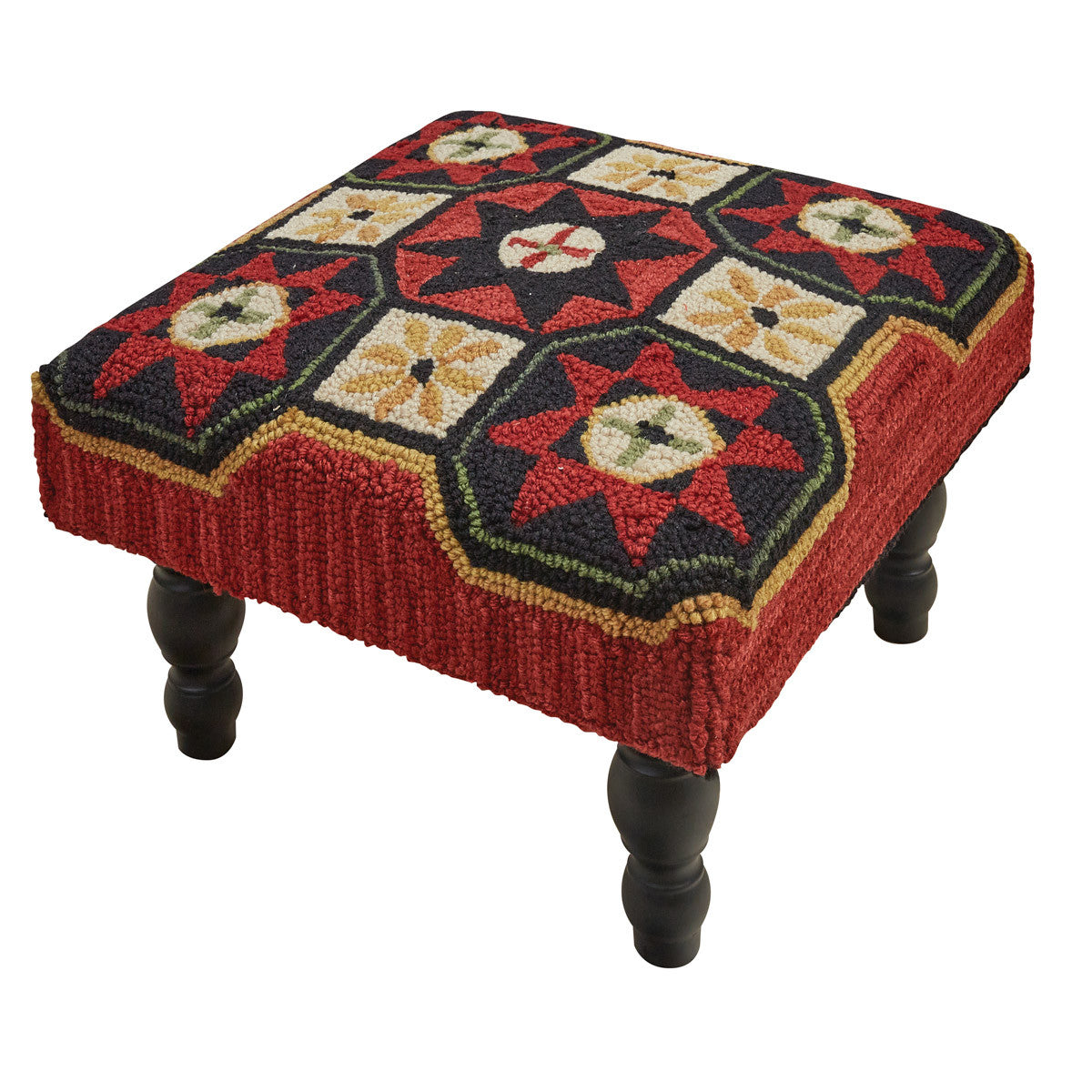 Folk Star Hooked Stool 16" Square - Park Designs