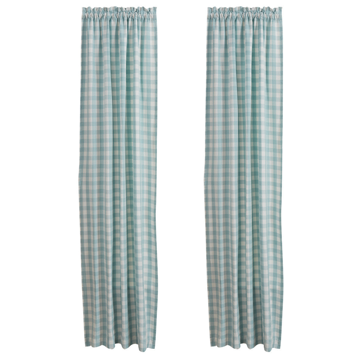 Gingham Check Lined Panels 84" Aqua Park Designs - The Fox Decor
