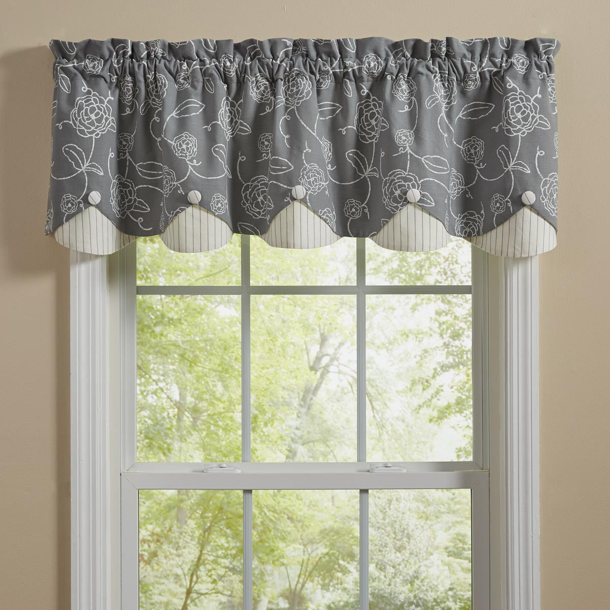 Garden Path Valance - Lined Scalloped Park Designs