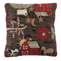 Thumbnail for Farm Life Hooked Pillow Set Down Feather Fill 18