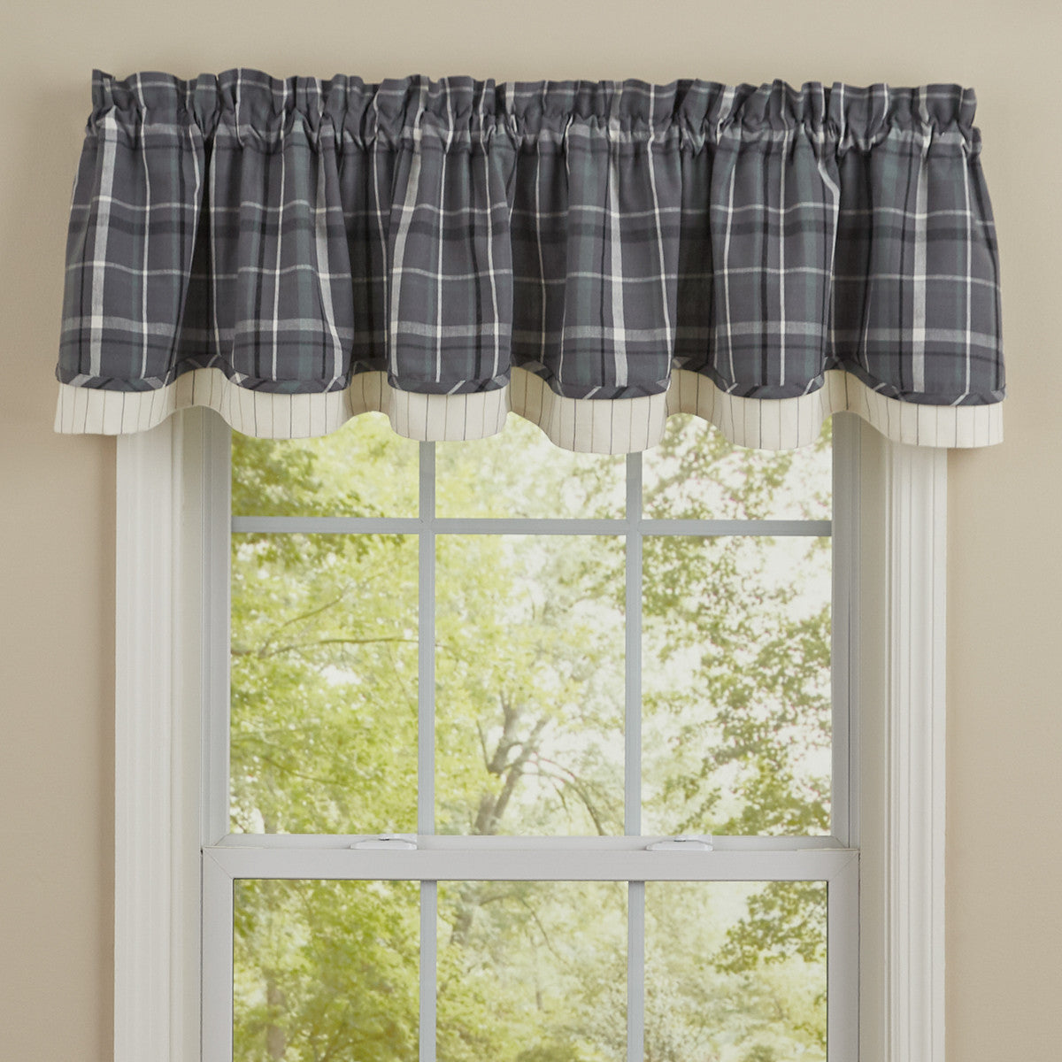 Beaumont Plaid Valance - Lined Layered Park Designs