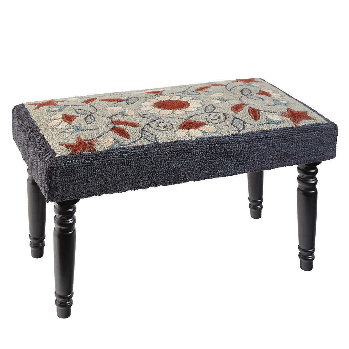 Gray Floral Hooked Bench Park Designs