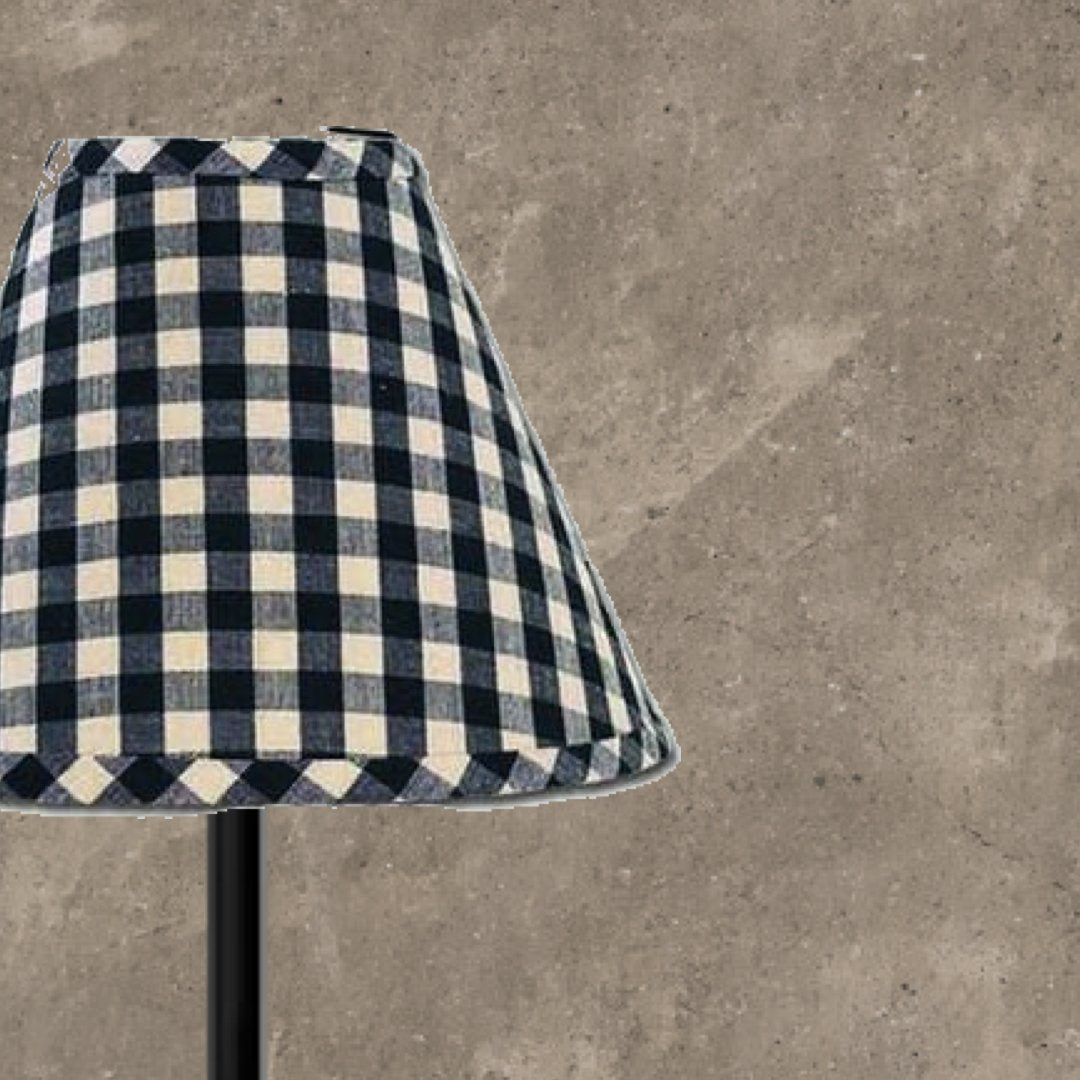 Black Nutmeg Heritage House Check Black 14" Lampshade 4W100011 - The Fox Decor