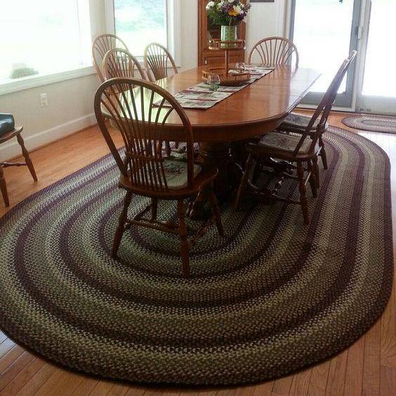 836 Burgundy Basket Weave Braided Rugs Oval/Round - The Fox Decor