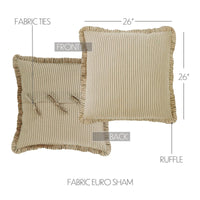 Thumbnail for Prairie Winds Green Ticking Stripe Euro Sham 26x26 VHC Brands - The Fox Decor