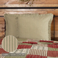 Thumbnail for Prairie Winds Green Ticking Stripe Euro Sham 26x26 VHC Brands