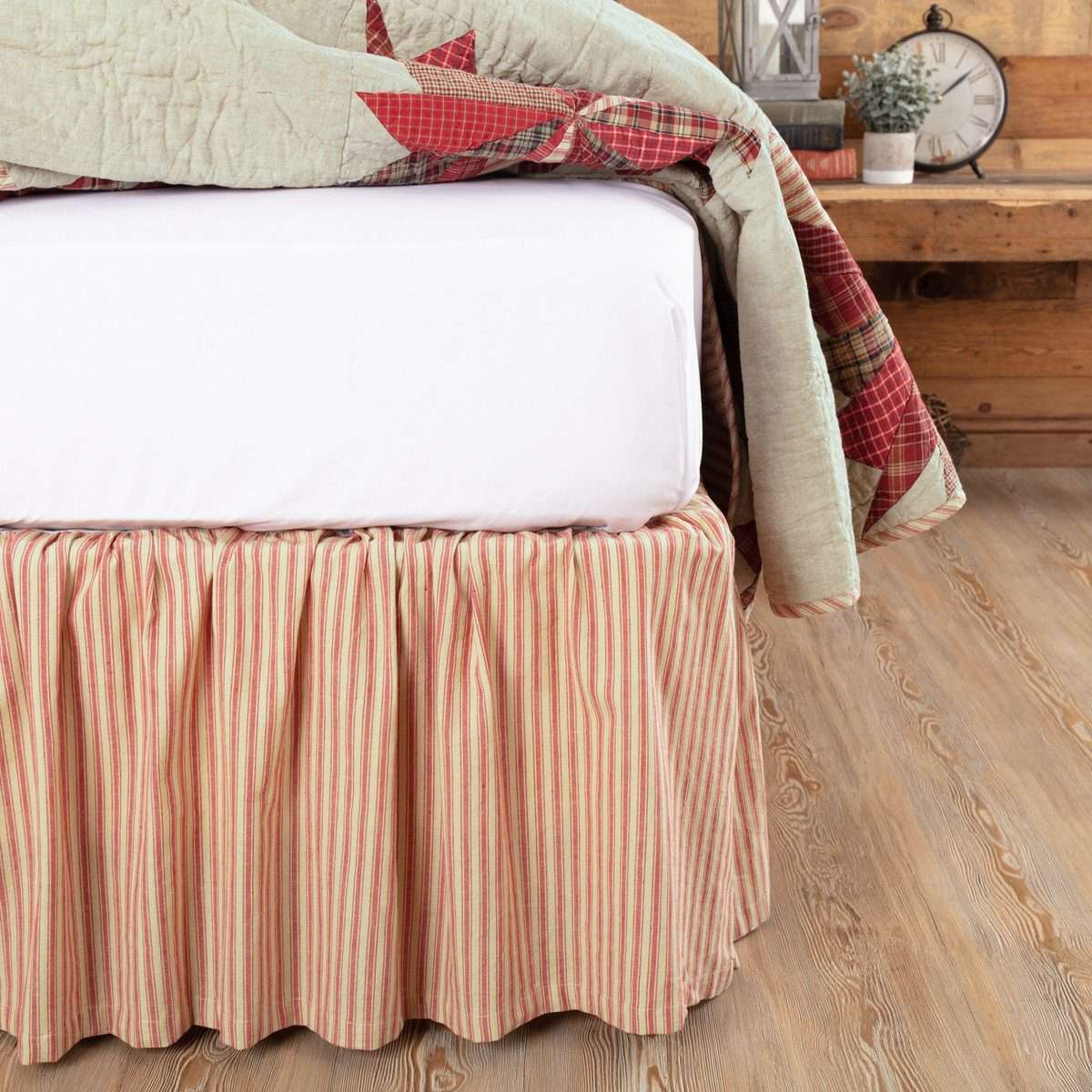 Ozark Red Ticking Stripe Bed Skirts VHC Brands - The Fox Decor