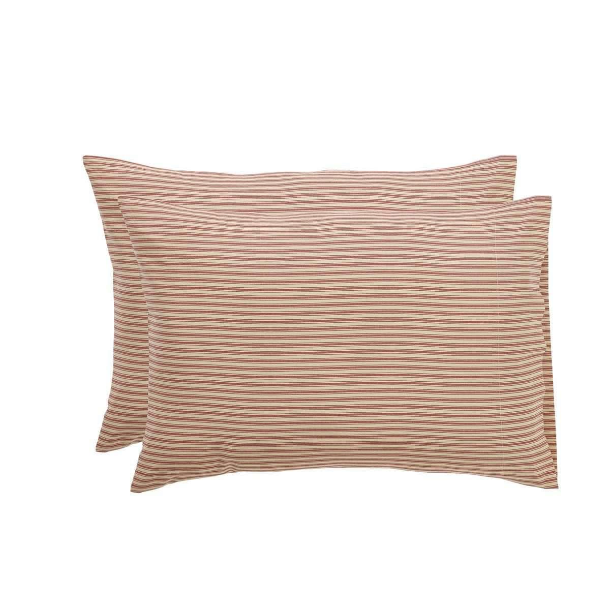 Ozark Red Ticking Stripe Standard Pillow Case Set of 2 21x30 VHC Brands - The Fox Decor