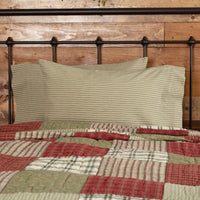 Thumbnail for Prairie Winds Green Ticking Stripe Standard Pillow Case Set of 2 21x30 VHC Brands - The Fox Decor