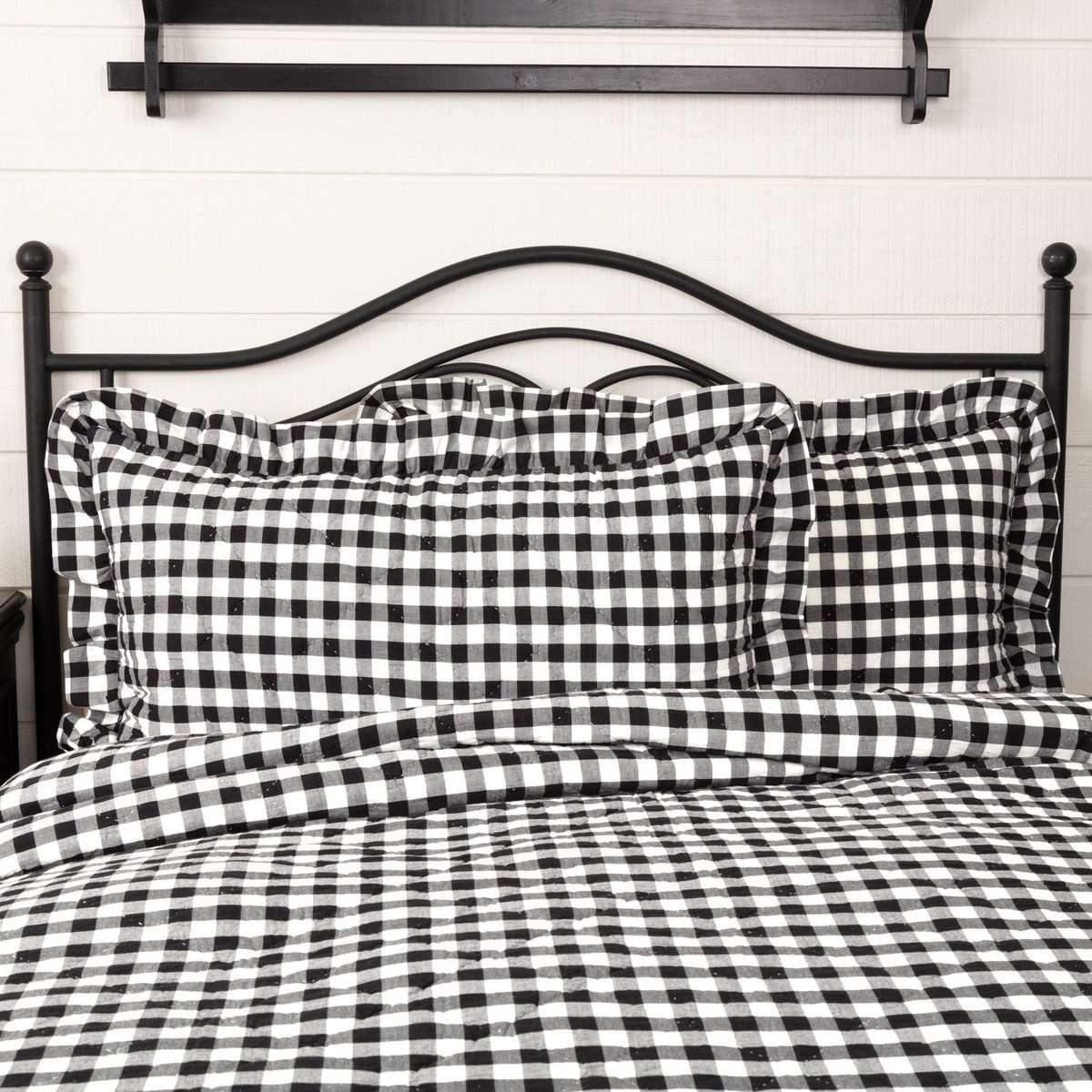 Annie Buffalo Black Check Ruffled King Sham 21x37 VHC Brands - The Fox Decor