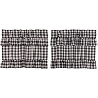 Thumbnail for Annie Buffalo Black Check Ruffled Tier Curtain Set of 2 L24xW36 - The Fox Decor