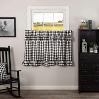 Thumbnail for Annie Buffalo Black Check Ruffled Tier Curtain Set of 2 L36xW36 - The Fox Decor