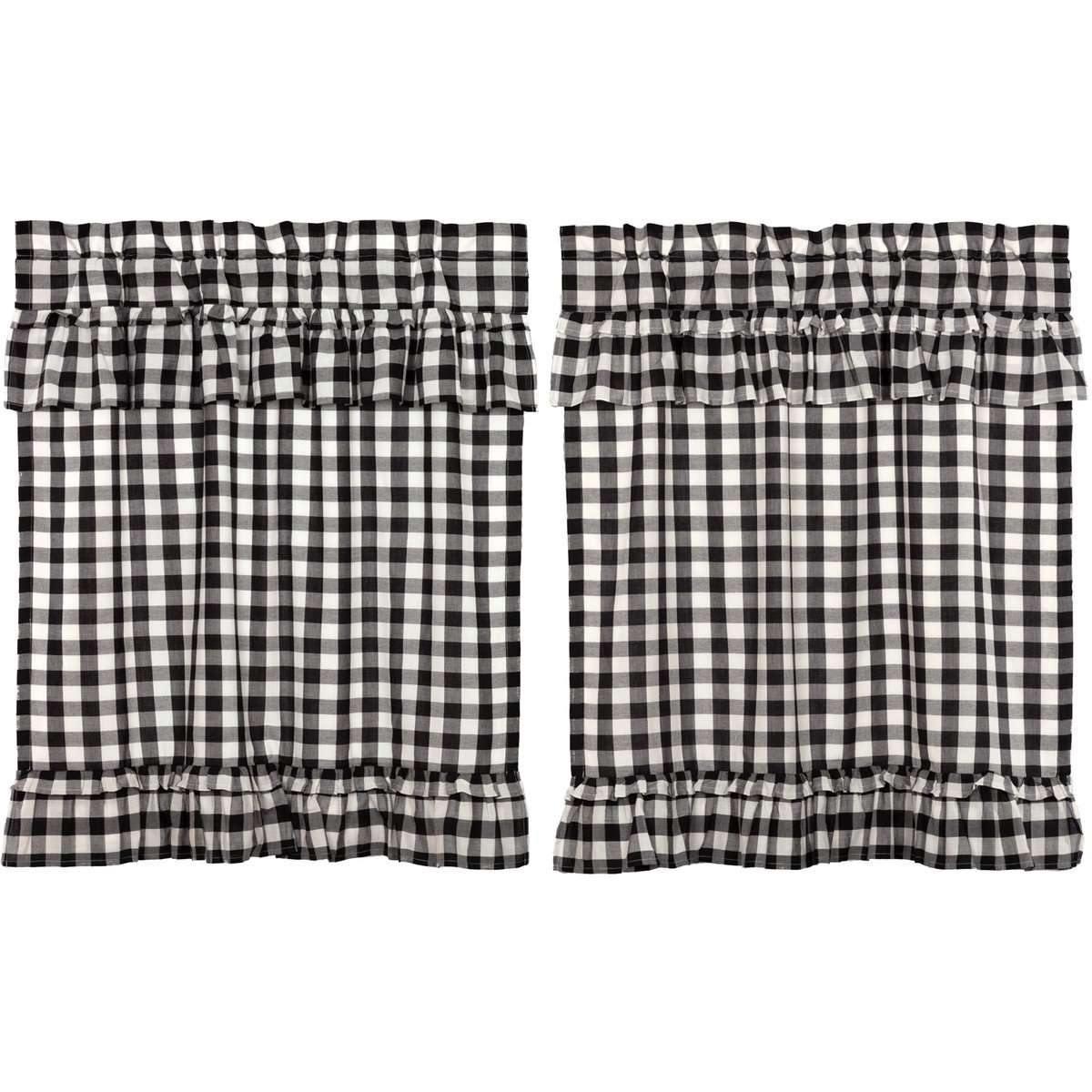 Annie Buffalo Black Check Ruffled Tier Curtain Set of 2 L36xW36 - The Fox Decor