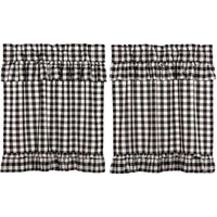 Thumbnail for Annie Buffalo Black Check Ruffled Tier Curtain Set of 2 L36xW36 - The Fox Decor