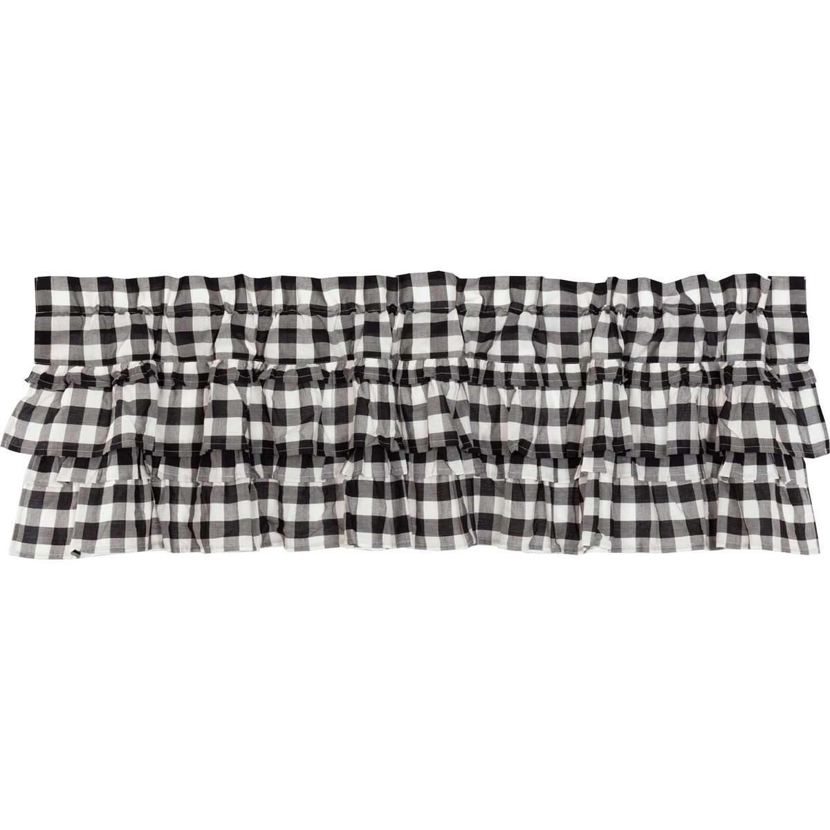 Annie Buffalo Black Check Ruffled Valance Curtain 16x60 VHC Brands - The Fox Decor