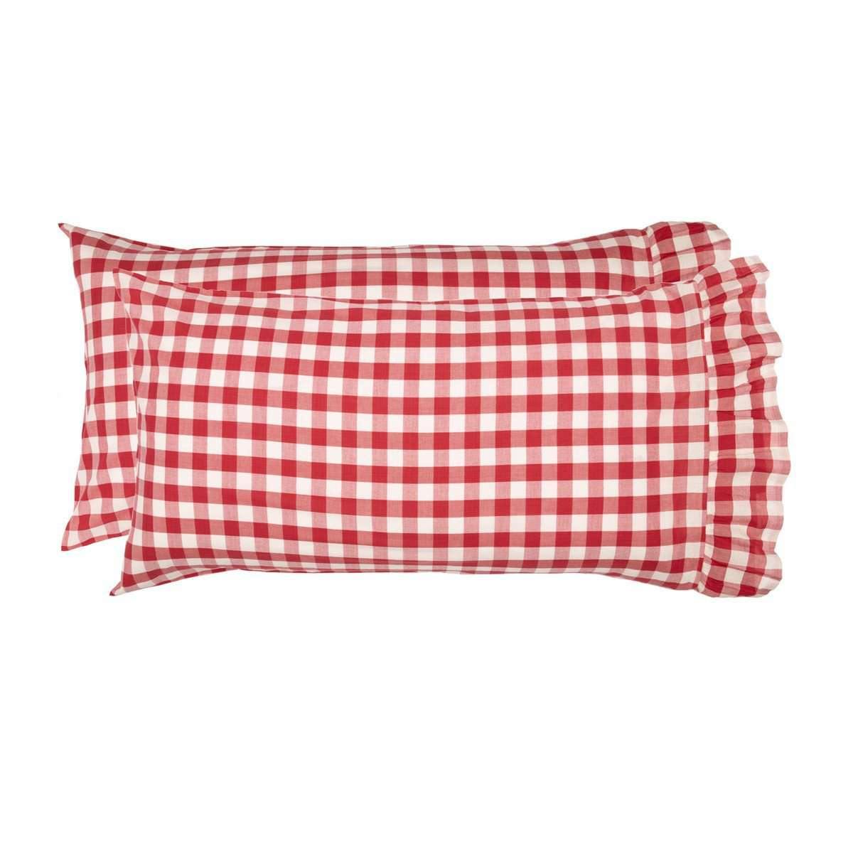 Annie Buffalo Red Check King Pillow Case Set of 2 21x40 VHC Brands - The Fox Decor