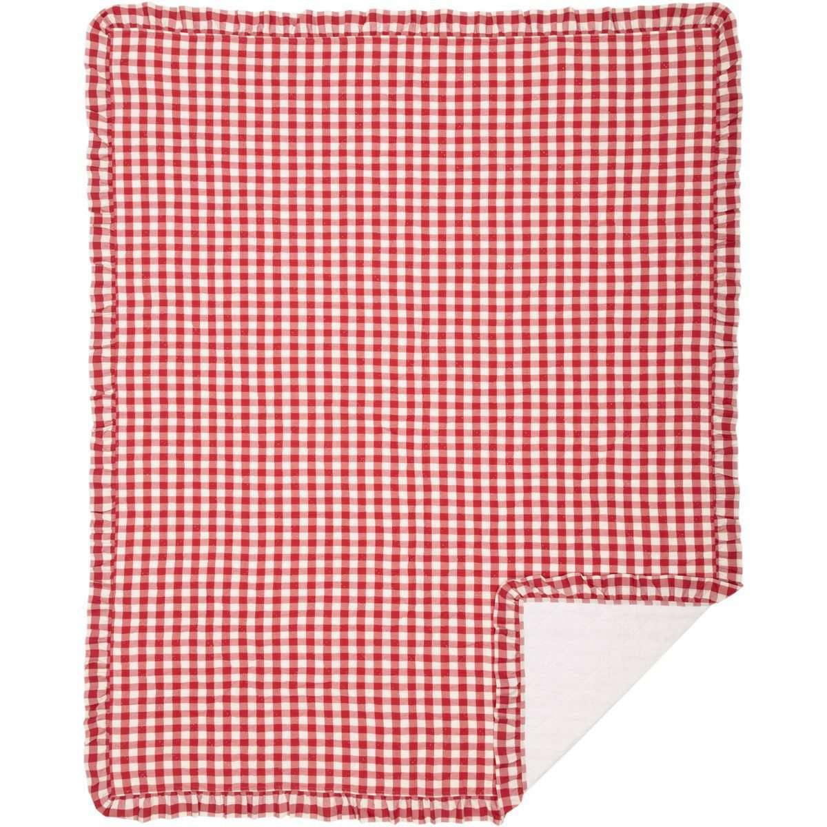 Annie Buffalo Red Check Ruffled Quilt Coverlet VHC Brands - The Fox Decor