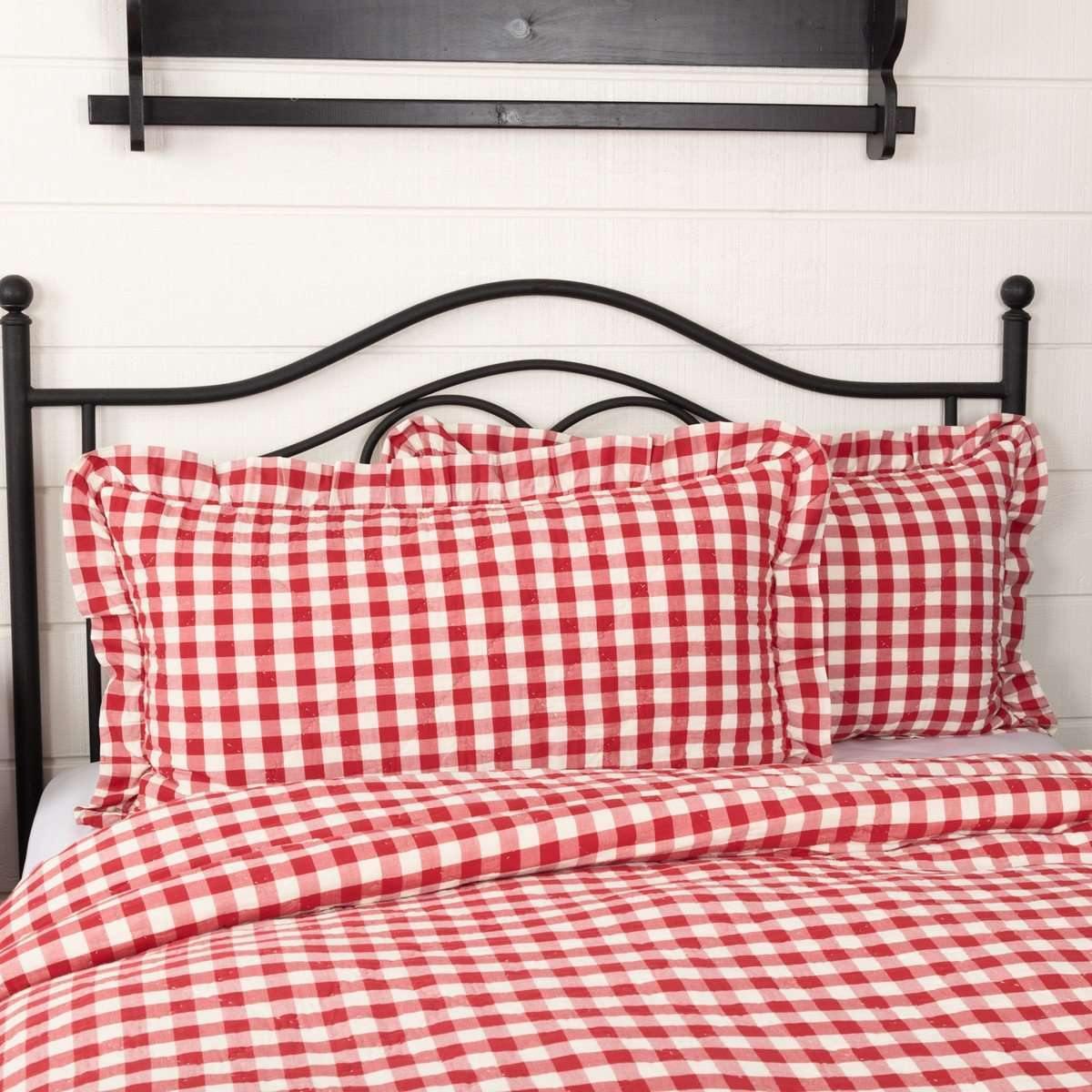 Annie Buffalo Red Check Ruffled King Sham 21x37 VHC Brands - The Fox Decor