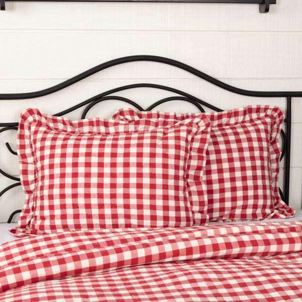 Annie Buffalo Red Check Ruffled Standard Sham 21x27 VHC Brands - The Fox Decor