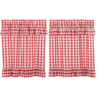 Thumbnail for Annie Buffalo Red Check Ruffled Tier Curtain Set of 2 L36xW36 - The Fox Decor