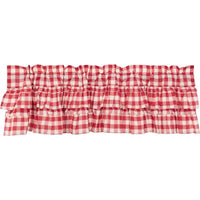 Thumbnail for Annie Buffalo Red Check Ruffled Valance Curtain 16x60 VHC Brands - The Fox Decor