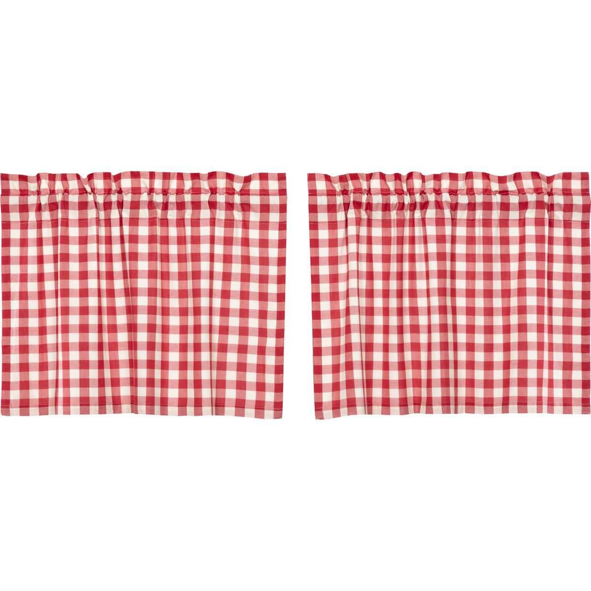 Annie Buffalo Red Check Tier Curtain Set of 2 L24xW36 - The Fox Decor