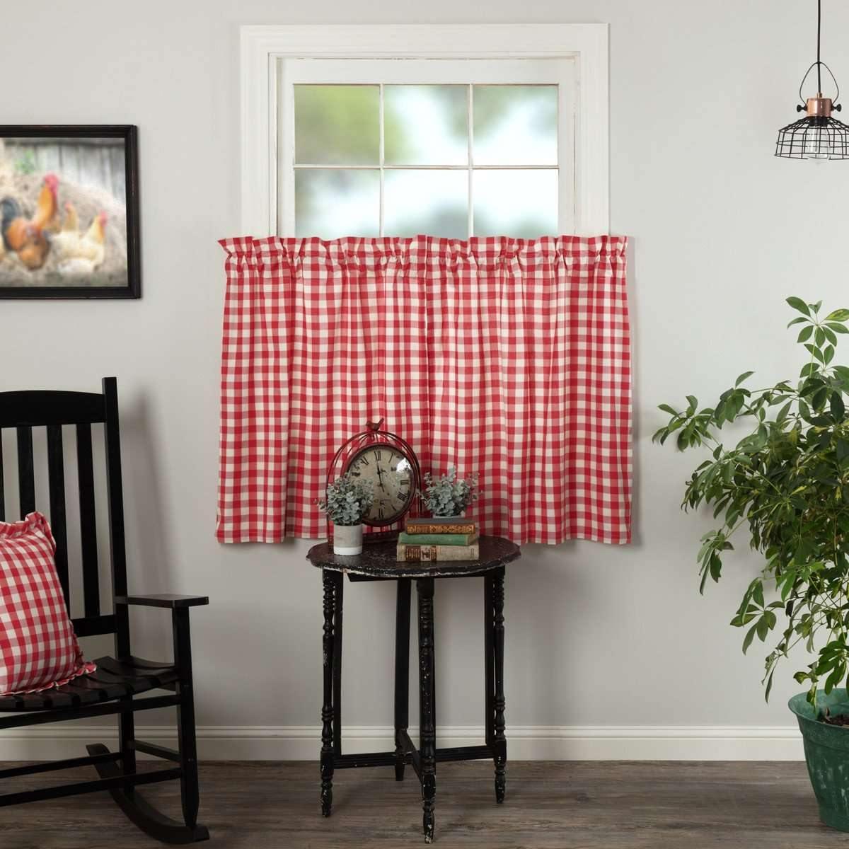 Annie Buffalo Red Check Tier Curtain Set of 2 L36xW36 - The Fox Decor