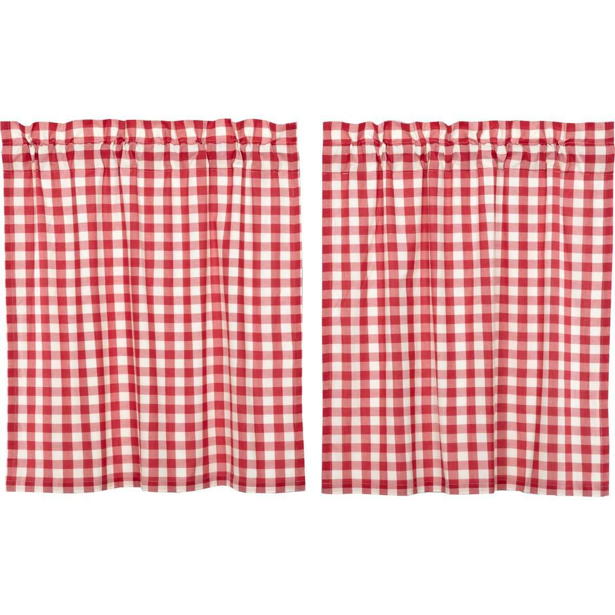 Annie Buffalo Red Check Tier Curtain Set of 2 L36xW36 - The Fox Decor