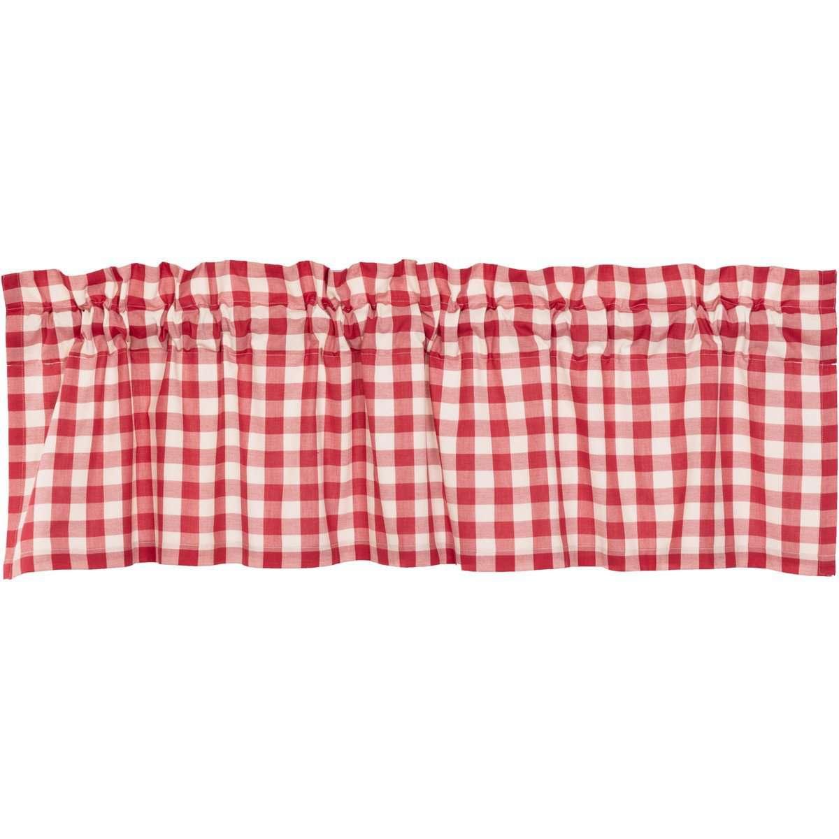 Annie Buffalo Check Valance Curtain Black, Grey, Red, Tan - The Fox Decor