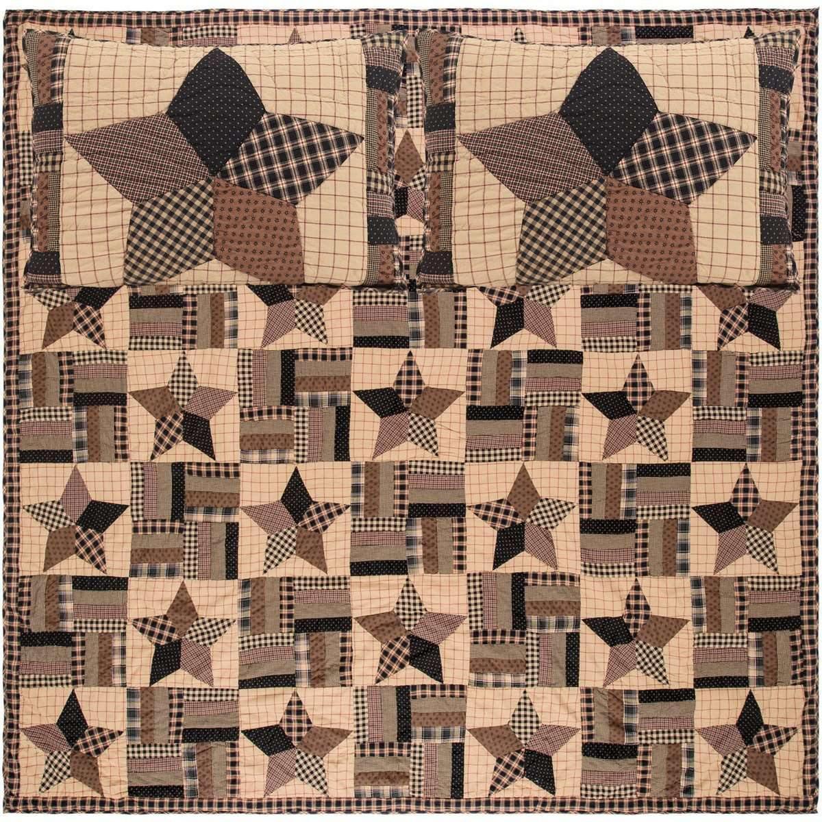 Bingham Star California King Quilt Set; 1-Quilt 130Wx115L w/2 Shams 21x37 VHC Brands