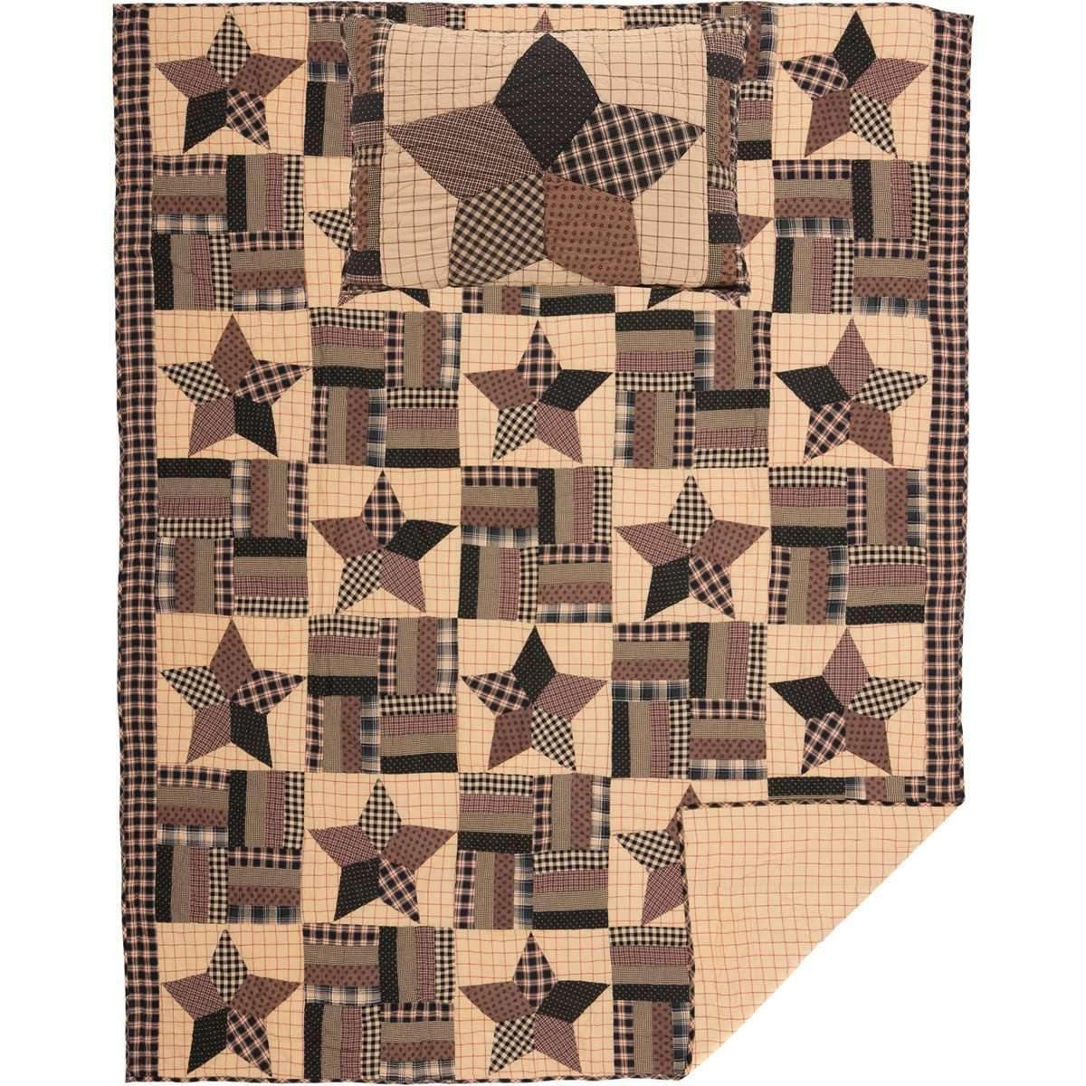 Bingham Star Twin Quilt Set; 1-Quilt 70Wx90L w/1 Sham 21x27 VHC Brands - The Fox Decor
