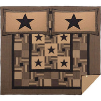 Black Check Star California King Quilt Set; 1-Quilt 130Wx115L w/2 Shams 21x37 VHC Brands - The Fox Decor